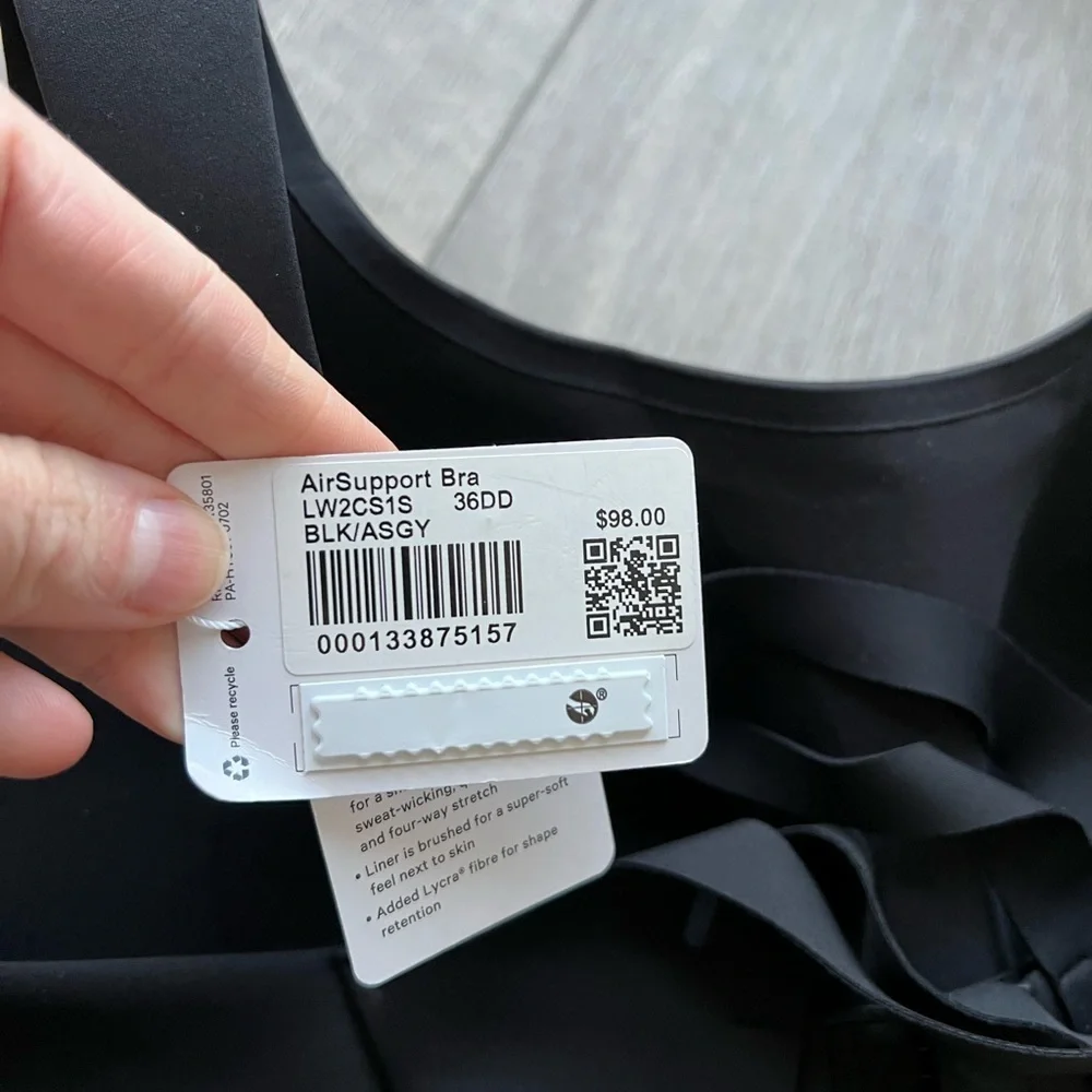 Lululemon AirSupport Bra in Black / Asphalt Grey Size 36DD